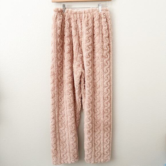 CHEIBEAR | Blush Light Pink Cableknit Style Fluffy Lounge Set Soft Plush | Large - Picture 7 of 11